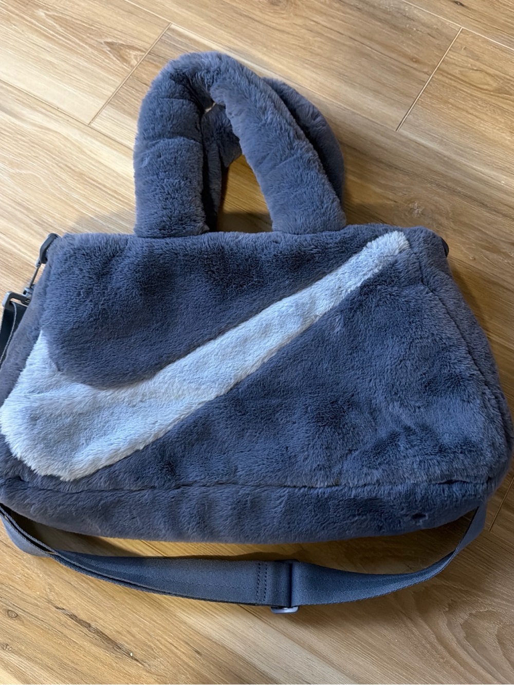 Nike Plush Swoosh Tote in Blue and Light Gray